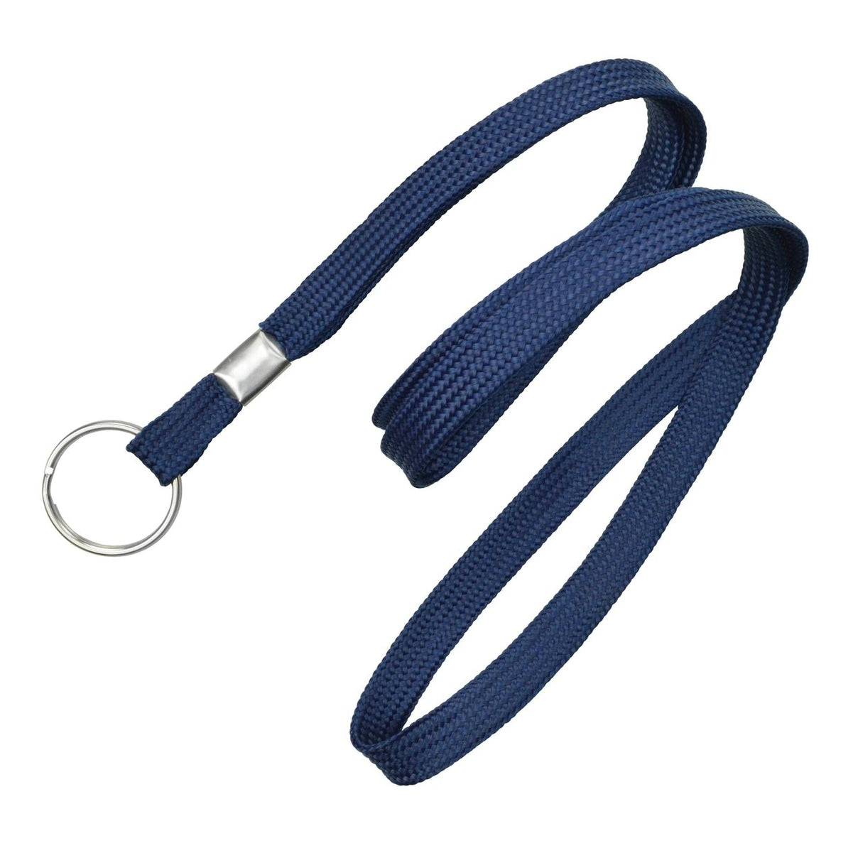 Navy Blue Flat Braid Woven Lanyard With Nickel-Plated Steel Split Ring 2135-365X 2135-3653