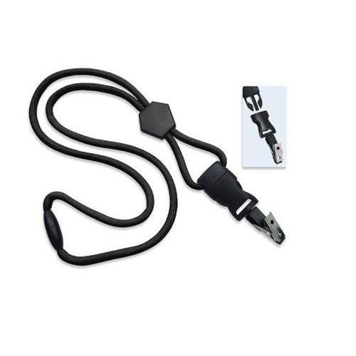 Black Heavy Duty Breakaway Round Lanyard With Detachable Bulldog Clip 2135-451X 2135-4517