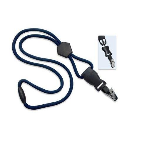 Navy Blue Heavy Duty Breakaway Round Lanyard With Detachable Bulldog Clip 2135-451X 2135-4519