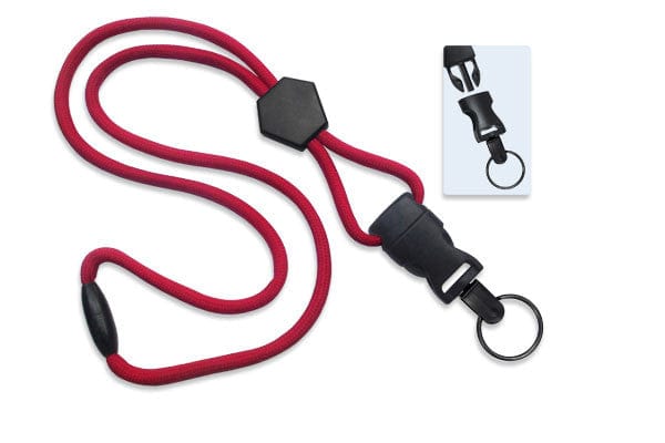 Heavy Duty Breakaway Round Lanyard With Detachable Key Ring (2135-454X), featuring a detachable key ring and a heavy duty breakaway lanyard design, complete with a metal ring for attaching keys or ID badges.