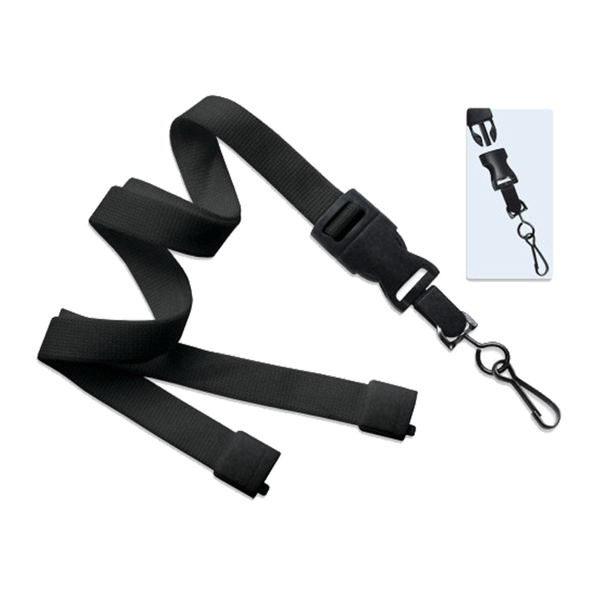 Black Breakaway Lanyard with Quick Release Detachable Swivel Hook (2135-464X) 2135-4645