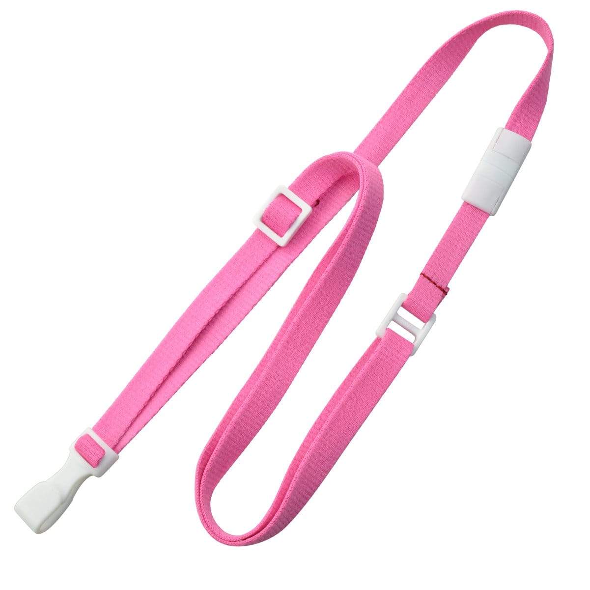 A pink medical tourniquet band with a white plastic buckle, featuring Adjustable Breakaway Lanyards Great For All Sizes (2137-203X) for added safety.
