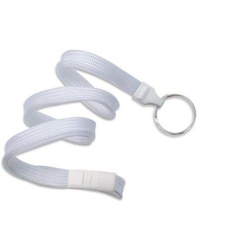 White Flat Breakaway Lanyard With Key Chain Split Ring  2137-365X 2137-3658