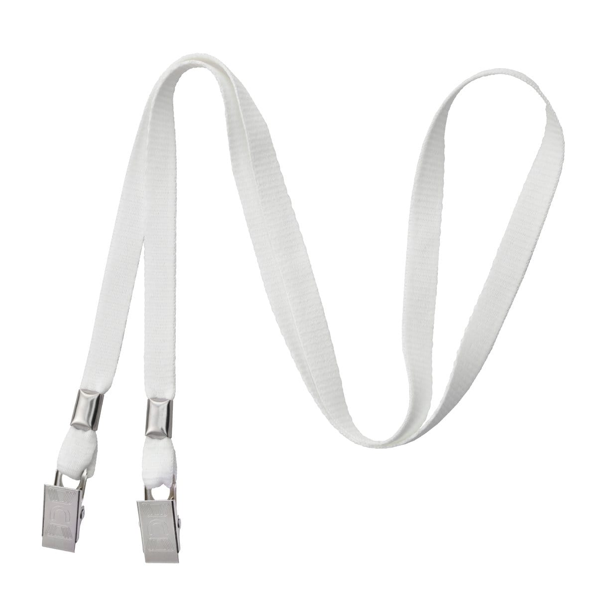 Double Clip Lanyard with 2 Bulldog Clips - Flat, Soft Material Neck Straps for Large Badge Holder Credentials (2140-530X) resembling an exhibition lanyard, shown on a white background.