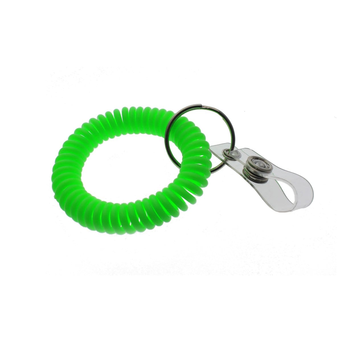 Green Wrist Coil Key Chain with ID Strap Clip (2140-620X) 2140-6204