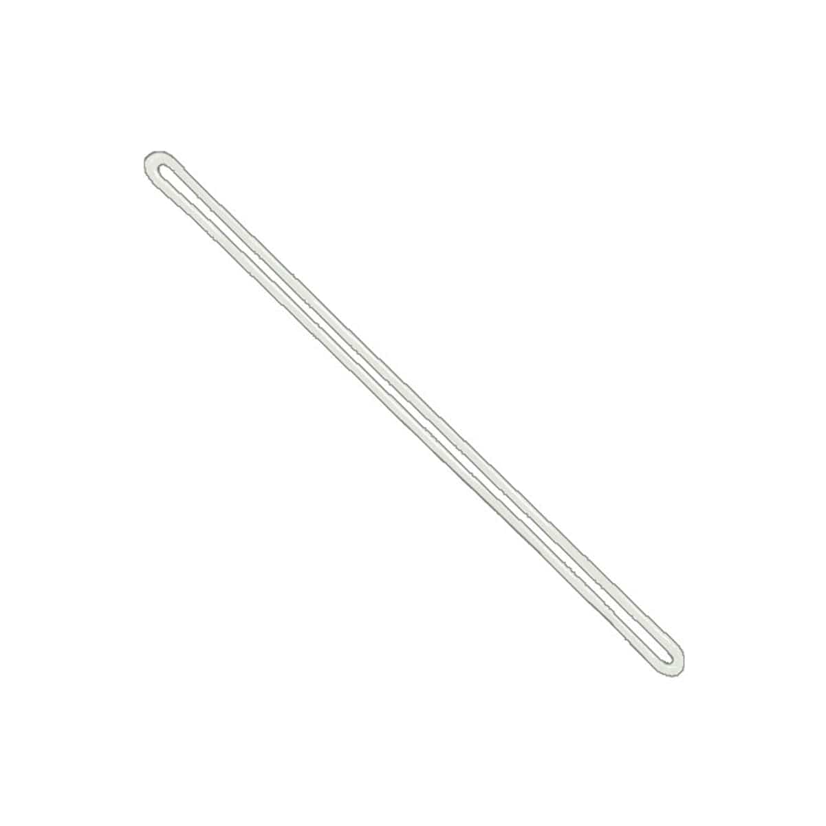 A single white 9" Plastic Colored Worm Loop Strap (P/N 2410-210X) with a closed loop at one end, perfect for flexible loop attachments, isolated on a white background.