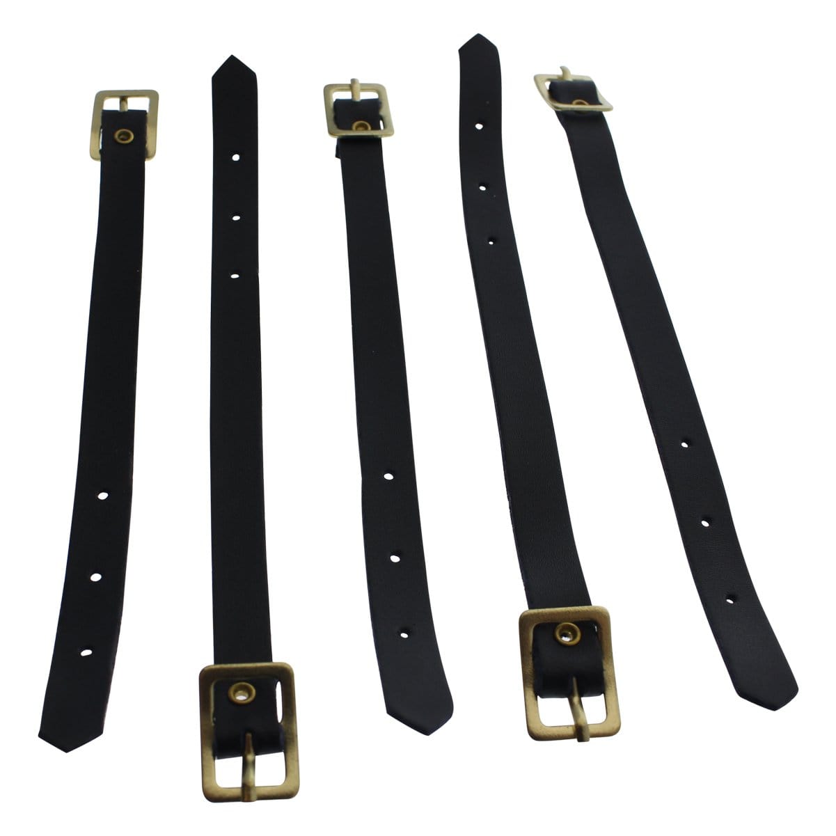 Black Genuine Leather Luggage Strap W/ Brass-Plated Buckle, 3 Holes  2420-1041 2420-1041