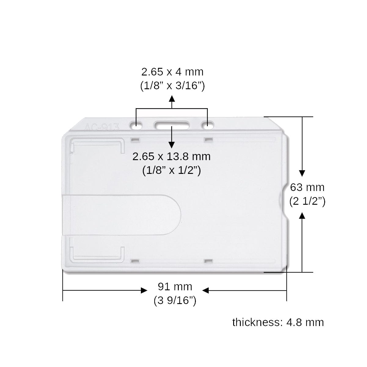 Side Load Rigid Clear Horizontal Badge Holder (AC-913) AC-913