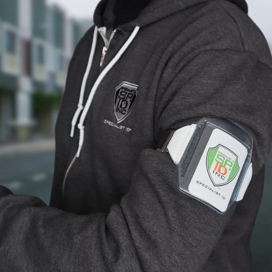 1840-7010 armband ID badge holder worn on upper arm