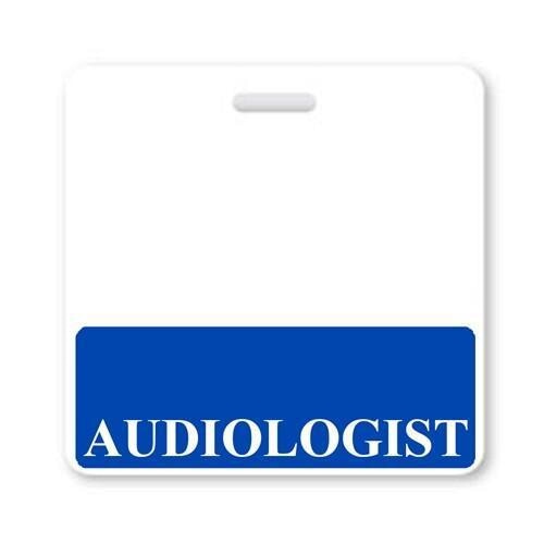 Blue "AUDIOLOGIST" Horizontal Badge Buddy with Blue border BB-AUDIOLOGIST-BLUE-H