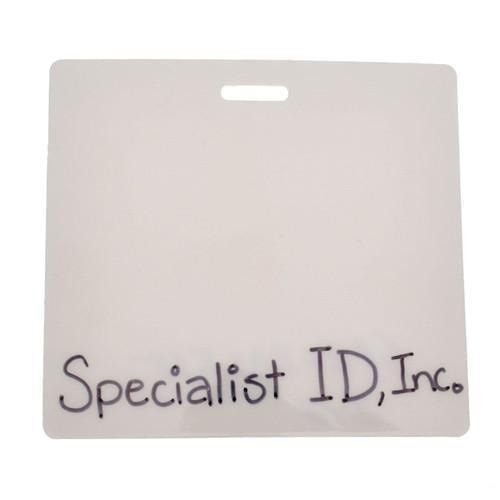 Image of a Blank Horizontal Badge Buddy made from synthetic paper with the text "Specialist ID, Inc." handwritten at the bottom, ideal for role recognition.