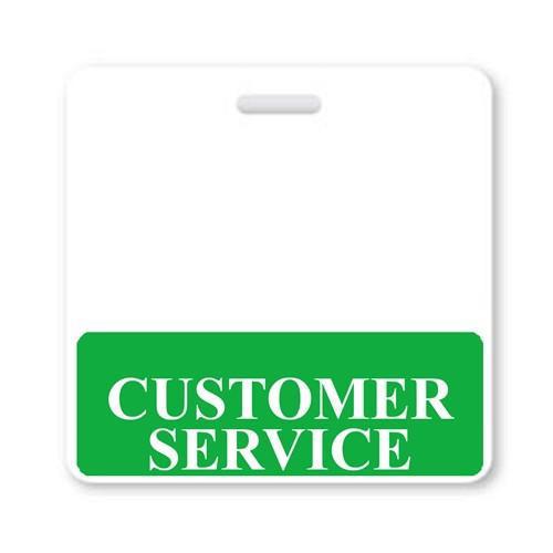 A CUSTOMER SERVICE Horizontal Badge Buddy with Green Border displaying the words "Customer Service" in white text for role recognition.