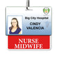 Red "NURSE MIDWIFE" horizontal Badge Buddy with Red Border BB-NURSEMIDWIFE-RED-H