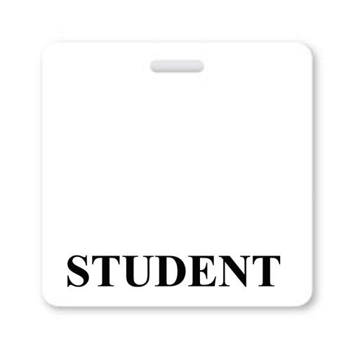 White "STUDENT" Horizontal Badge Buddy with White Border BB-STUDENT-WHITE-H