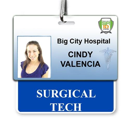 Blue "SURGICAL TECH" Horizontal Badge Buddy with Blue border BB-SURGICALTECH-BLUE-H