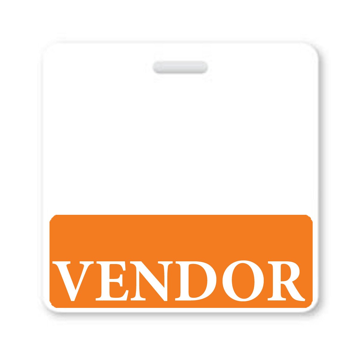 Orange "Vendor" Horizontal Badge Buddy with Orange Border BB-VENDOR-ORANGE-H