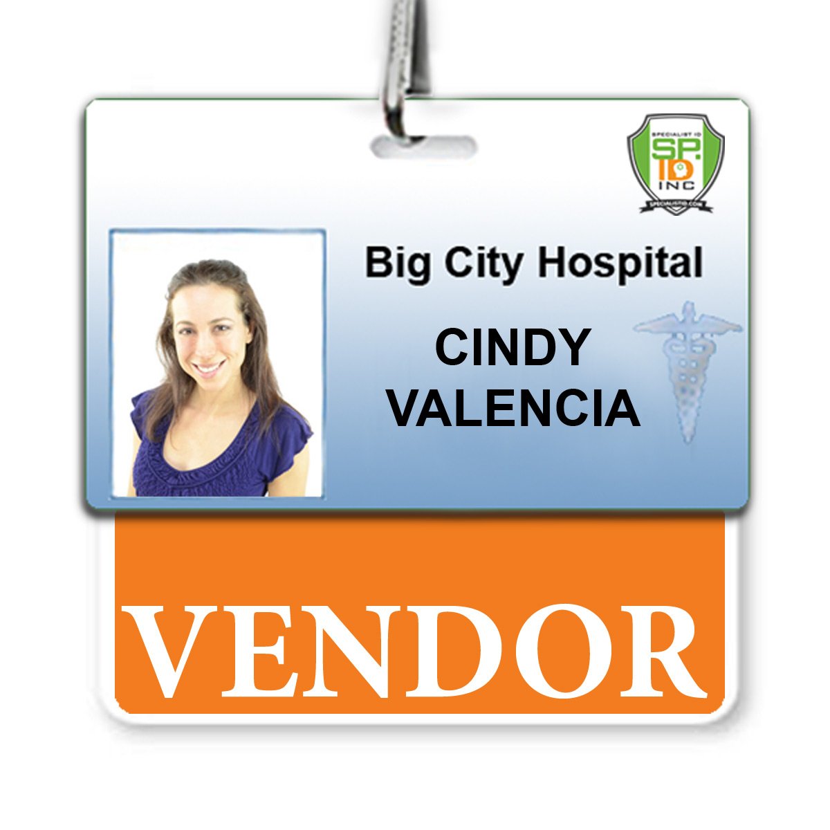 Orange "Vendor" Horizontal Badge Buddy with Orange Border BB-VENDOR-ORANGE-H