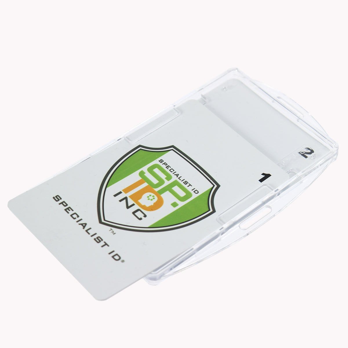 Crystal Clear Rigid Open-Faced 2 Card Holder - Optional Vertical or Horizontal (P/N SPID-150) SPID-150-CRYSTALCLEAR