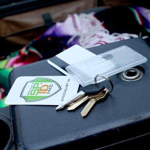 Two Card Vertical Clear Rigid Plastic Fuel Card and Badge Holder with Keychain (SPID-1220) SPID-1220