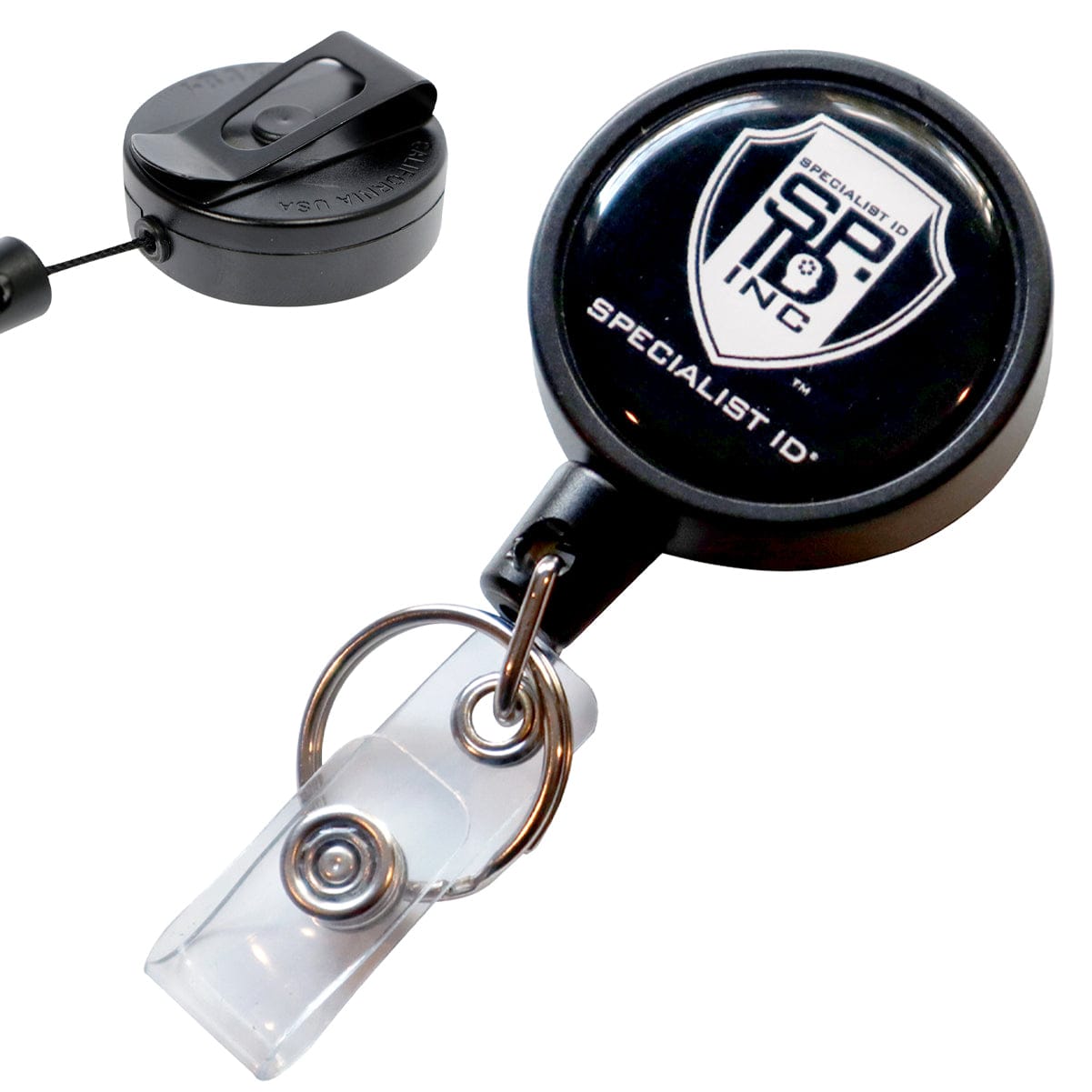 Heavy Duty Badge Reel w/ Metal Swivel Belt Clip & Key Ring