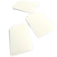 Three white rectangular filter papers with pointed edges arranged on a white background, reminiscent of credit card sized ID badges awaiting their Self Adhesive UV Protecting Overlay (SPID-9001) for added protection.