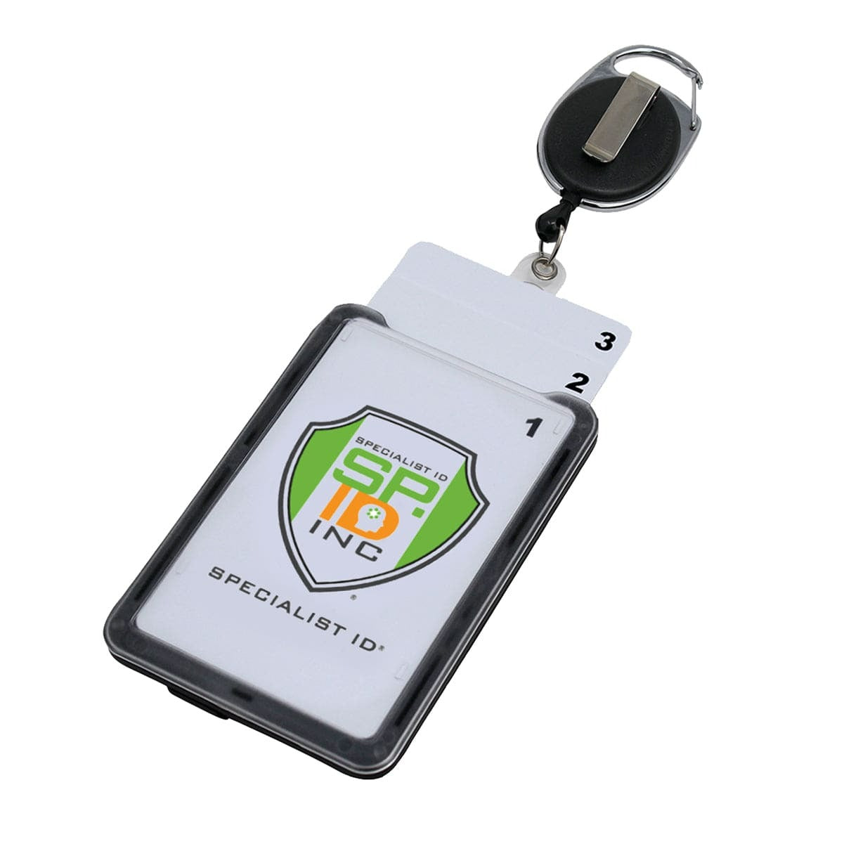 Specialist ID Heavy Duty Retractable Badge Reel with THREE Card Holder &  Keyring