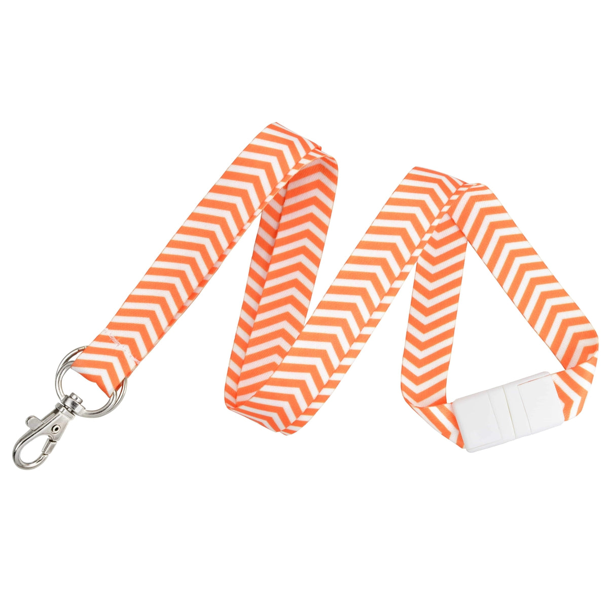 A Chevron Pattern Fashion Lanyard with Key Ring and Trigger Snap Badge Clip (2138-628X), featuring a sturdy metal badge clip.