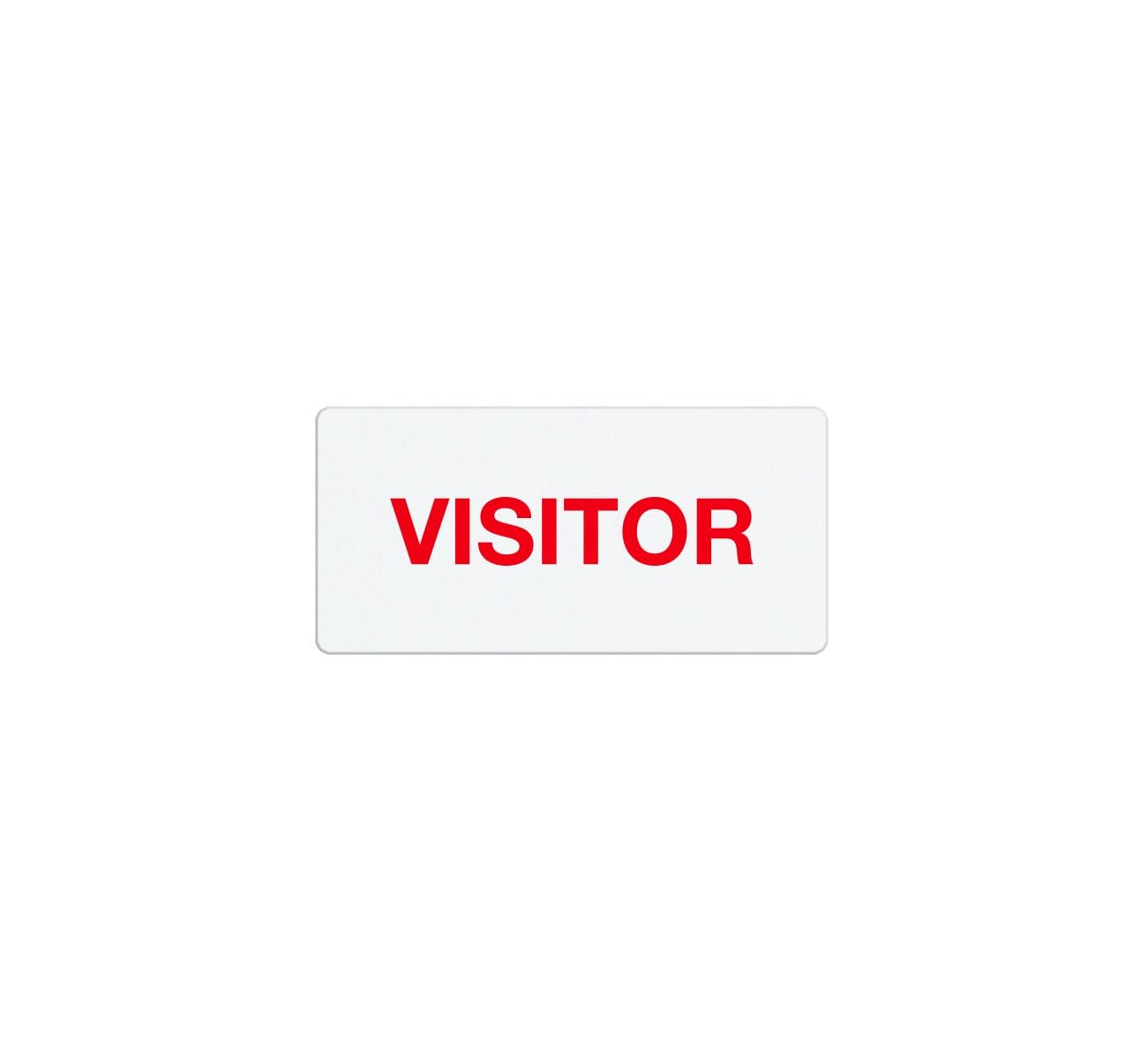 A rectangular sign with the word "VISITOR" printed in bold red letters against a white background, perfect for use with Self-Expiring One-day TIMEtoken Indicators, Box of 1000 (P/N T611X).