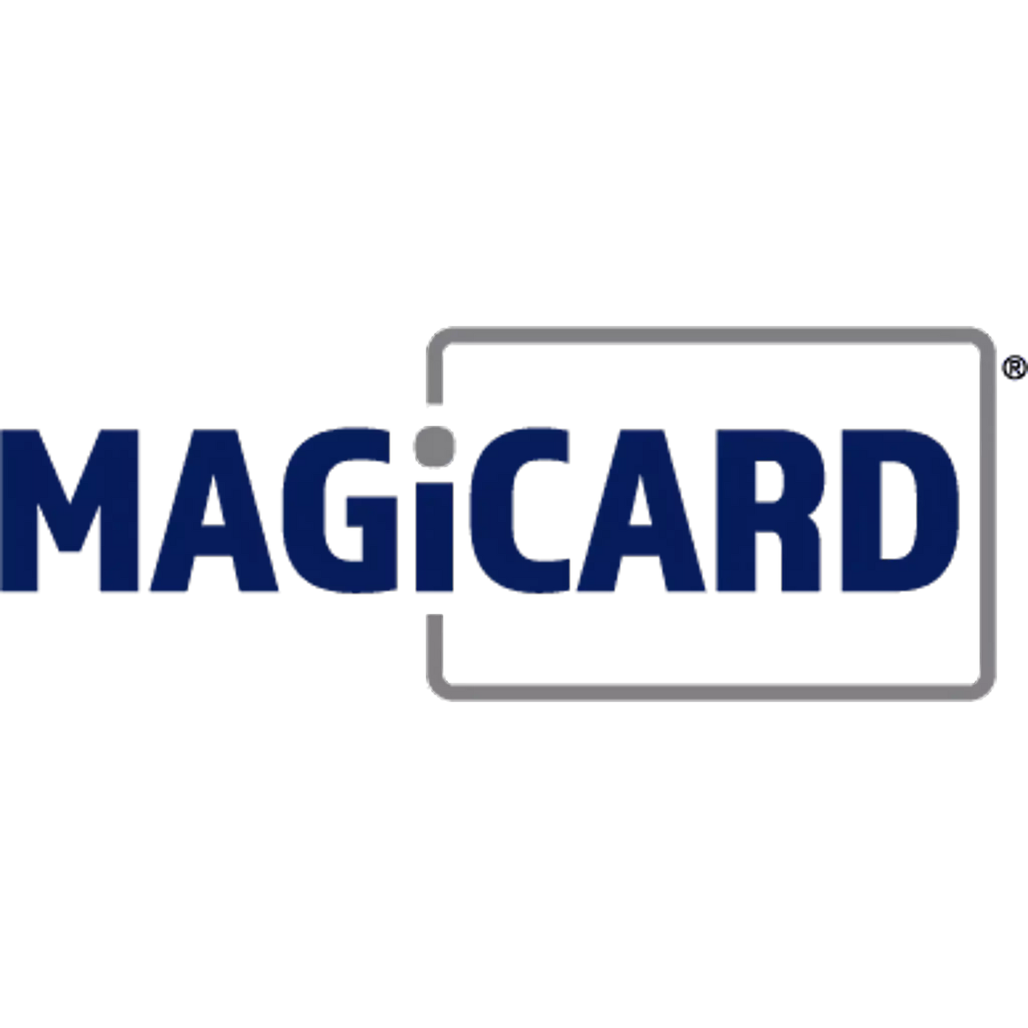 The MagiCard logo features the word "MAGICARD" in bold blue letters, with a gray outlined rectangle partially surrounding the word.