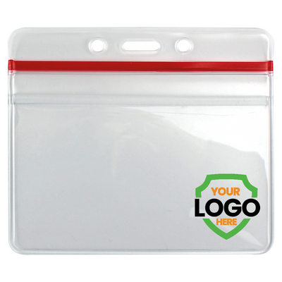 Custom Heavy Duty Clear Vinyl Horizontal Badge Holder With Resealable Top (1815-1010)