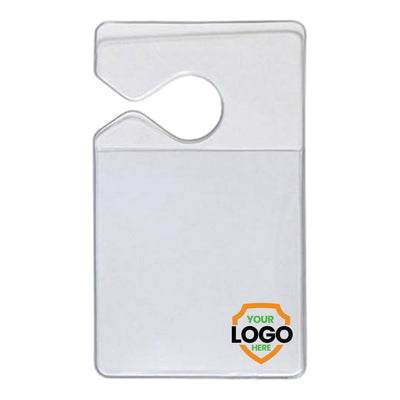 Custom Clear Rigid Vinyl Vertical Vehicle Parking Pass Hang Tag Holder - Add Your Logo