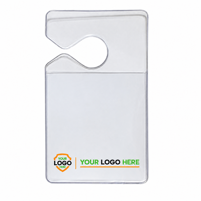 1840-3600 badge holder with a small shield and horizontal Your Logo Here branding along the bottom.
