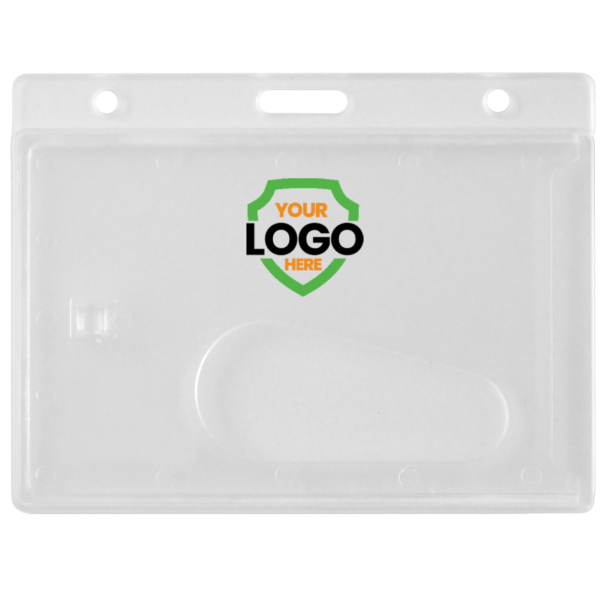Custom Horizontal Rigid Plastic Frosted Card Dispenser (1840-6000-Custom) made from clear plastic with a designated space for your logo at the center. Enjoy convenience with this Custom Horizontal Rigid Plastic Frosted Card Dispenser (1840-6000-Custom), all with no setup fees.