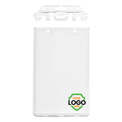 Custom Clear Vertical Permanent Locking Plastic Card Holder- Add Your Logo