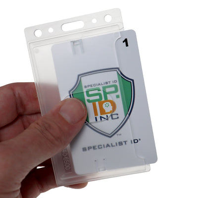 Side Load Slim Rigid Plastic Badge Holder with Thumb Notch (1840-6500)