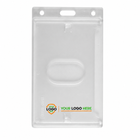 1840-6500 badge holder with a small shield and horizontal Your Logo Here branding along the bottom.