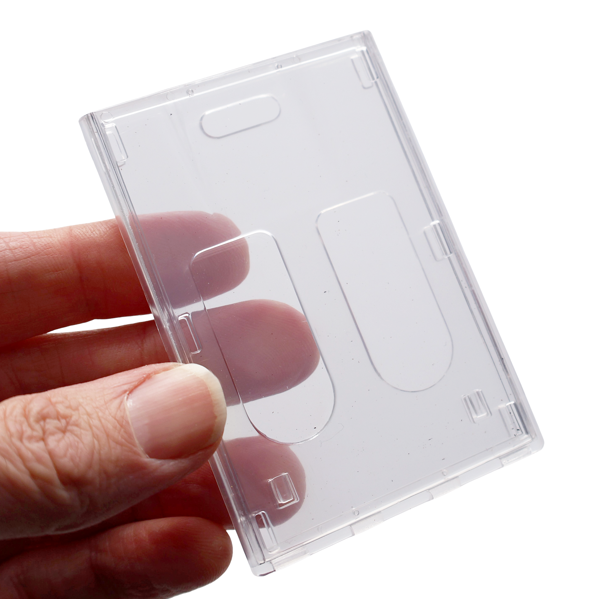 Rigid 2-Card Vertical Badge Holder with Thumb Slots (1840-6560 Rigid 2-Card Vertical Badge Holder with Thumb Slots (1840-6560
