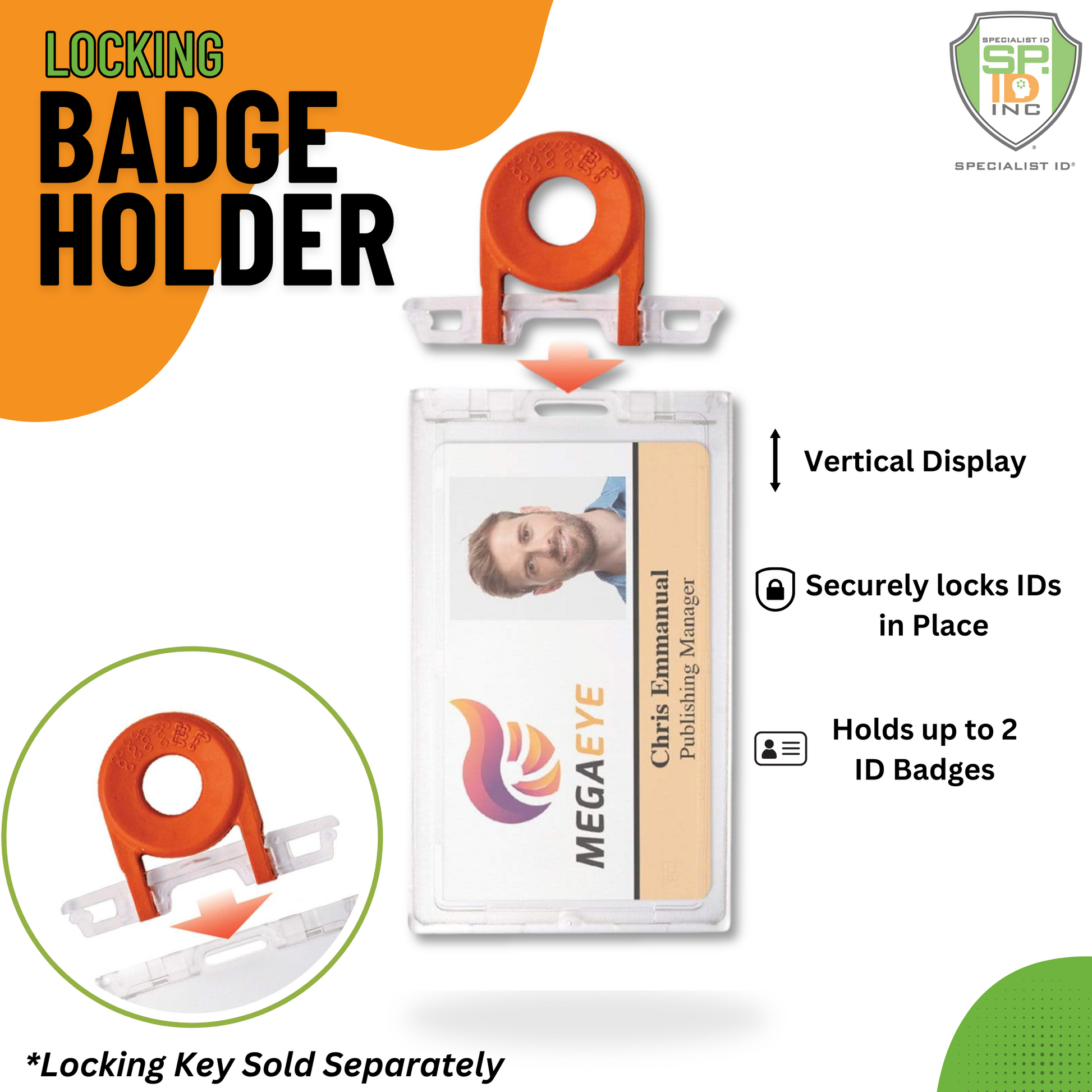 Locking ID Badge Holder with Guard Key | 1840-6630 – SpecialistID.com Locking ID Badge Holder with Guard Key | 1840-6630 – SpecialistID.com