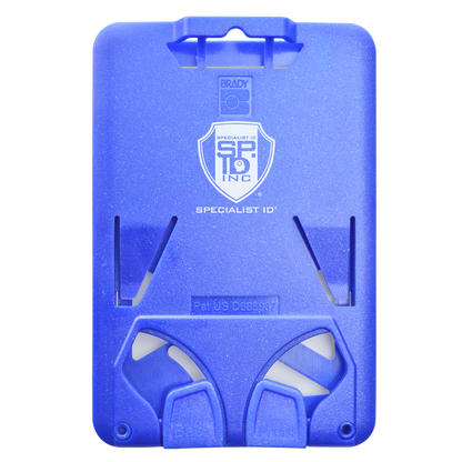 A Custom Three Card Vertical ID Badge Holder B-Holder (1840-666X) - Add Your Brand Logo from Specialist ID Inc. with vertical slots and clips for holding and displaying an identification card, offering a stylish way to showcase your branding logo.