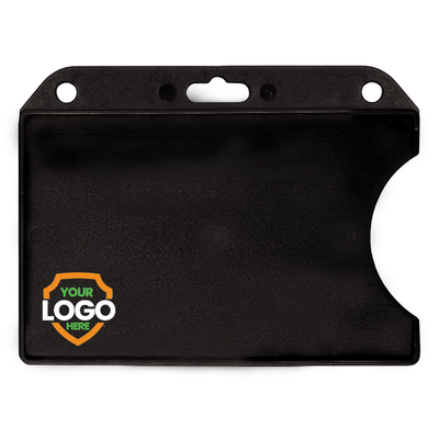 Custom Horizontal Open-Face Rigid Plastic Card Holder (1840-811X) - Add Your Logo
