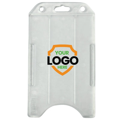 Custom Vertical Open Faced Plastic ID Badge Holder (1840-816X) - Upload Your Logo