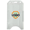 Custom Vertical Open Faced ID Badge Holder (1840-816X) - Vertical Single ID Card Holder - Add Your Logo on Back Side
