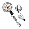 Custom Mini Badge Reel With Spring Clip And Swivel Hook - Cute Chrome Silver Frame - Personalized Compact Retractable Badge Holder (2120-3400)