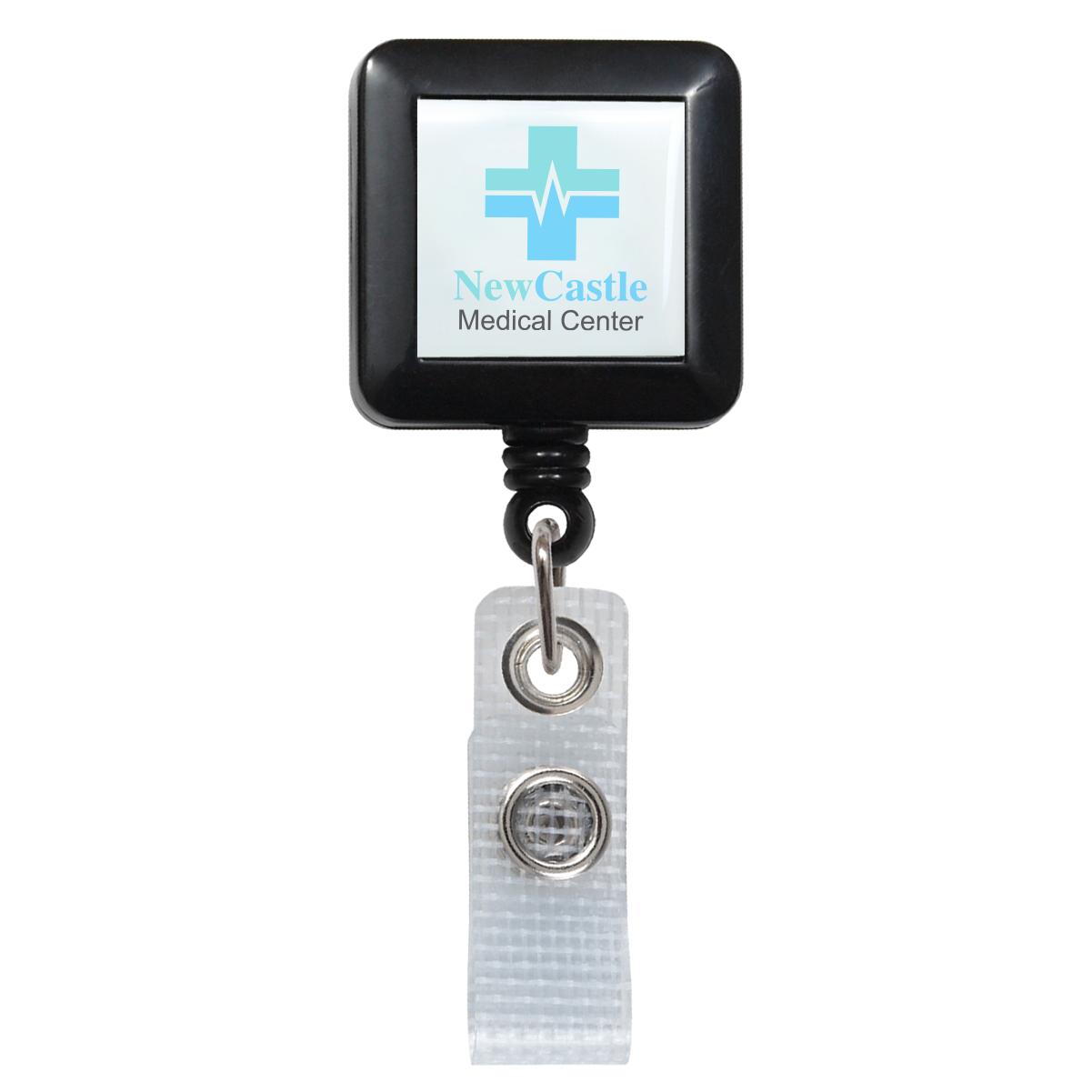 Custom Square Badge Reel with Belt Clip (2120-382X-Custom) - Add Your Logo