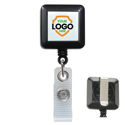 Custom Square Badge Reel with Belt Clip (2120-382X-Custom) - Add Your Logo
