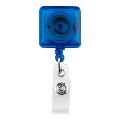 Translucent Blue Square Badge Reel With Clear Vinyl Strap & Belt Clip (P/N 2120-3862)