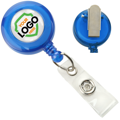 Translucent Custom Badge Reel with Non-Swivel Spring Clip - Add Your Logo