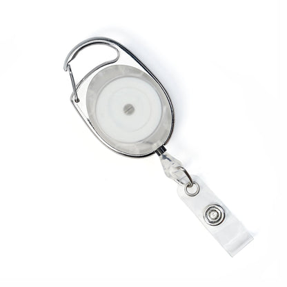 2120-7050 Translucent White (clear) - Carabiner Badge Reel with Oval Clip for Belt Loops and Bag Straps (2120-70XX)—perfect for securely displaying your ID cards on belts or bags.