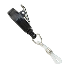 A Standard Custom Printed Badge Reels w/ No Twist Design - Add Your Logo to Personalize with a metal clip and clear plastic strap, perfect for maintaining a professional image while promoting brand awareness.