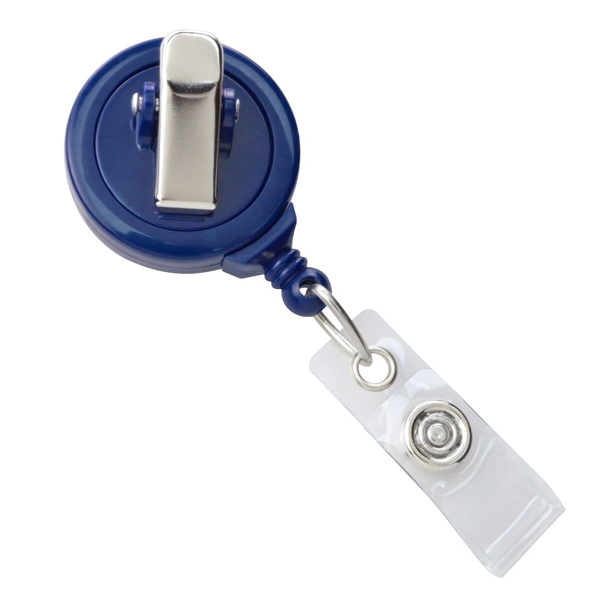 A Standard Custom Printed Badge Reels w/ No Twist Design - Add Your Logo to Personalize with a metal clip and a clear plastic strap, perfect for promoting brand awareness and maintaining a professional image.